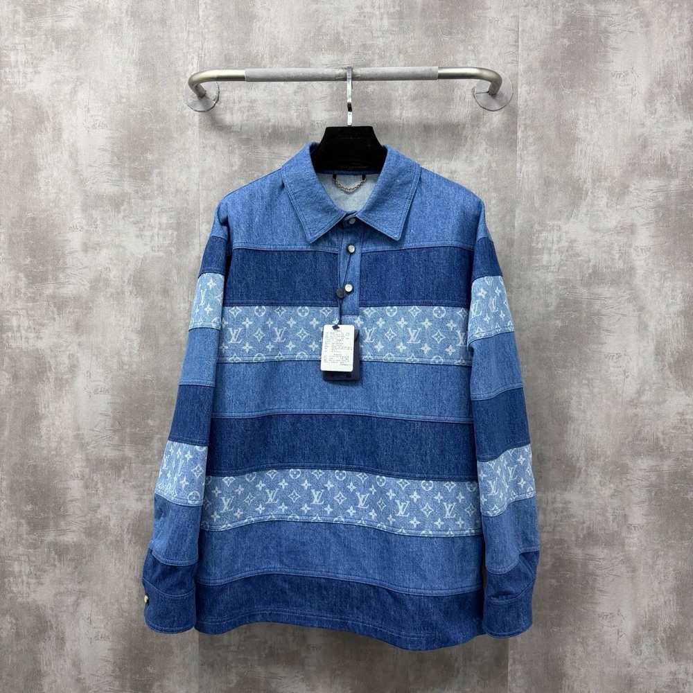 Authentic Louis Vuitton Striped Blue Casual Shirt